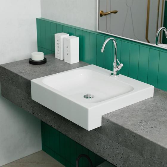 Imagem de Cuba /pia De Apoio Semi-encaixe Nice Retangular 44 Cm Branco
