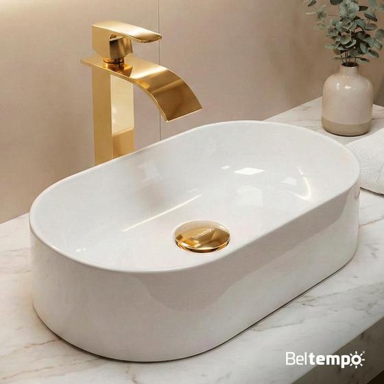 Cuba Pia de Apoio Sobrepor Oval 43x25 Banheiro Lavabo Beltempo BT2030