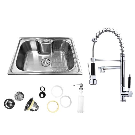 Cuba Pia Gourmet Aço Inox 201 CG201-C01 e Torneira Gourmet 50cm Cromada de BancadaBelccaTGM50C-BZ Menor preço em Cuba Pia Gourmet Aço Inox 201 CG201-C01 e Torneira Gourmet 50cm Cromada de BancadaBelccaTGM50C-BZ