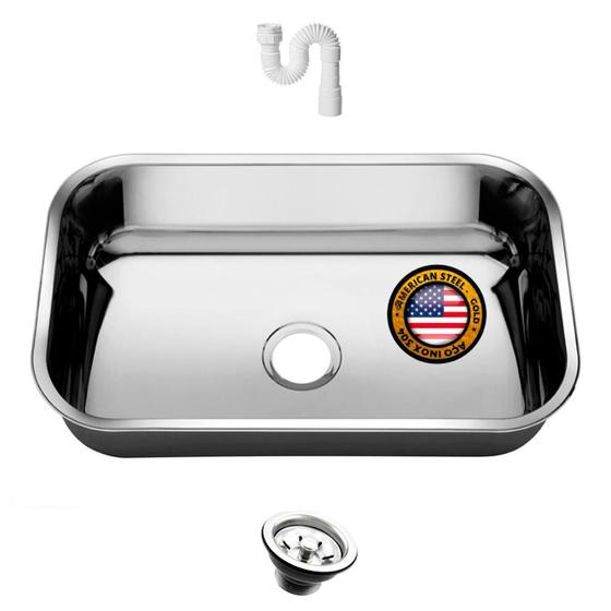 Imagem de Cuba Pia Numero 2 Cozinha Inox 304 American Steel 56x34x17