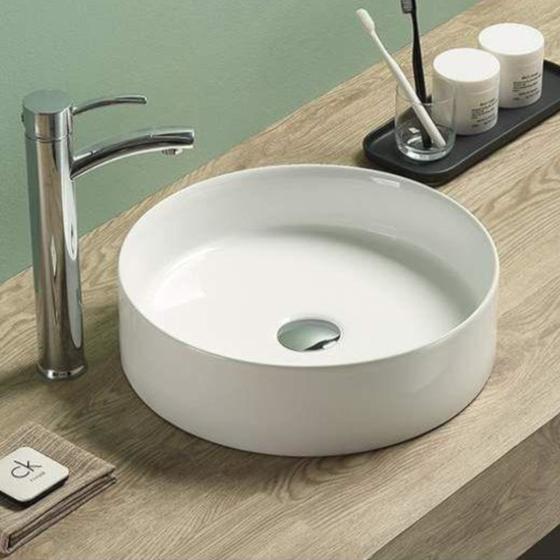 Imagem de Cuba / Pia Para Banheiro Sobrepor Louça Porcelana Extra Branca Redonda - CLV11
