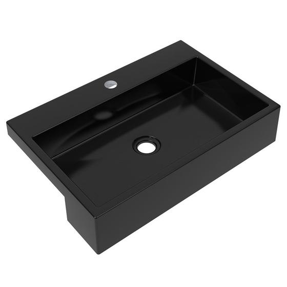 Cuba Pia Semi Encaixe para Banheiro Retangular 54cm XRT C08 Preto - Mpozenato Menor preço em Cuba Pia Semi Encaixe para Banheiro Retangular 54cm XRT C08 Preto - Mpozenato