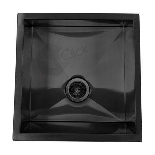 Imagem de Cuba Preta Cozinha Gourmet Aço Inox Quadrada 40 Cm