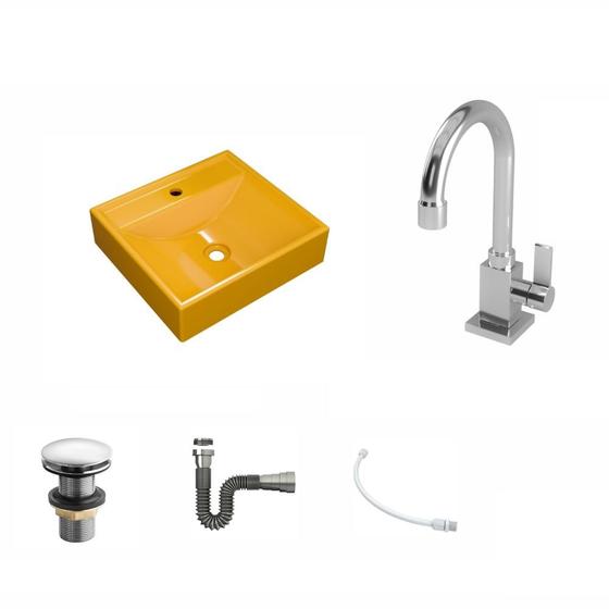 Imagem de Cuba Q39 C/Torn Luxo e Válv Click V3 + Sifão Cr e Flexível