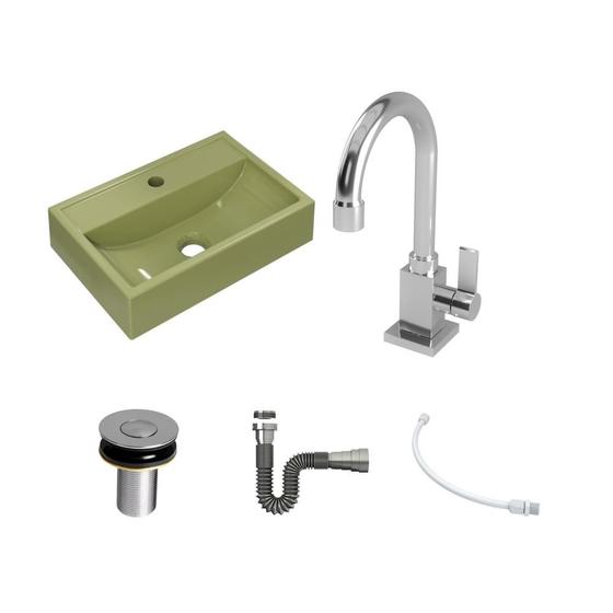 Imagem de Cuba Q45 C/Torn Luxo e Válvula Click V2 +Sifão Cr e Flexível
