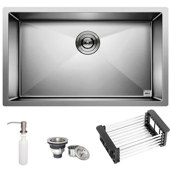 Cuba Quadrada Inox 304 Cozinha Pia Embutir Sobrepor Gourmet 70x40 Premium com Acessórios - EC245 Menor preço em Cuba Quadrada Inox 304 Cozinha Pia Embutir Sobrepor Gourmet 70x40 Premium com Acessórios - EC245