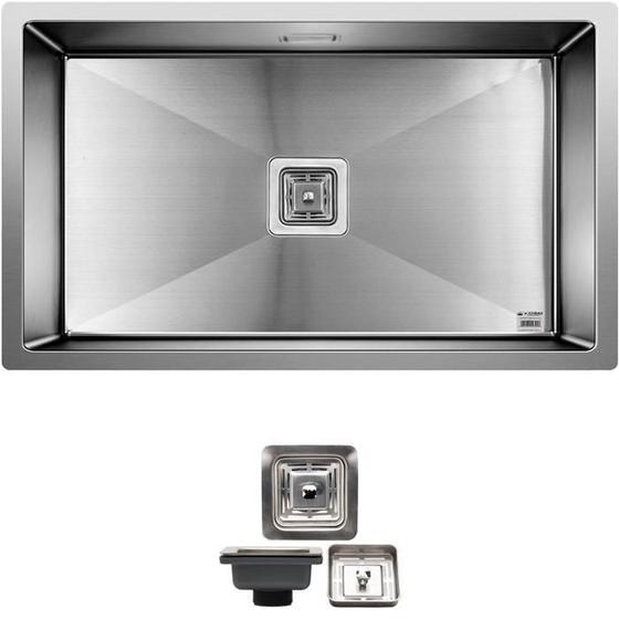 Imagem de Cuba Quadrada Inox 304 Gourmet 75X45 Com Válvula -Ec050