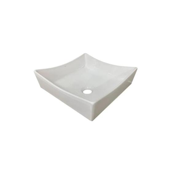 Imagem de Cuba Quadrada Lavabo Banheiro Apoio Branca Ravena 34Cm Japi