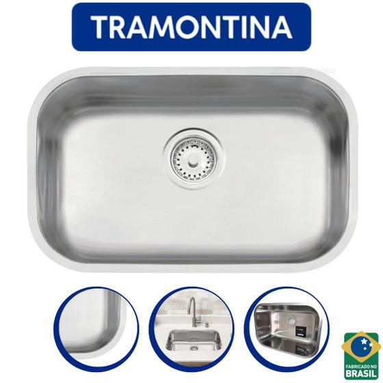 Cuba retangular aço inox retangular com valvula tramontina Menor preço em Cuba retangular aço inox retangular com valvula tramontina