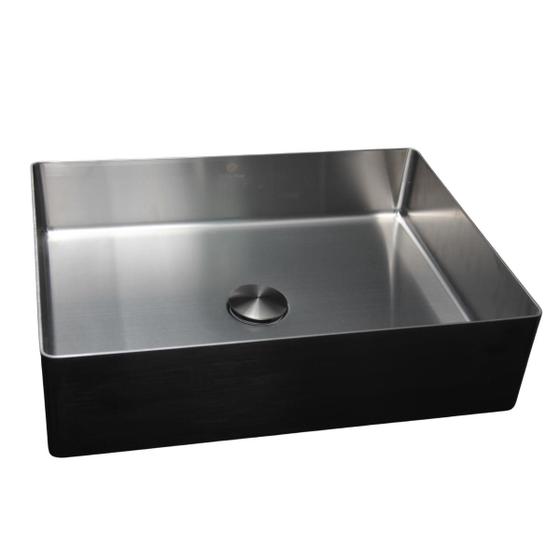 Imagem de Cuba retangular banheiro inox 304 escovada com válvula click