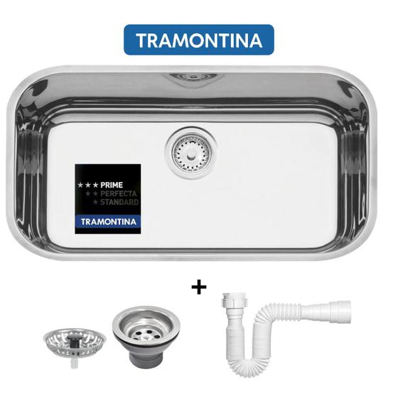 Cuba Tramontina Aço Inox Prime 56x34x17 Número N 2 Cozinha Pia Lavínia Alto Brilho com Válvula Tramontina e Sifão Menor preço em Cuba Tramontina Aço Inox Prime 56x34x17 Número N 2 Cozinha Pia Lavínia Alto Brilho com Válvula Tramontina e Sifão