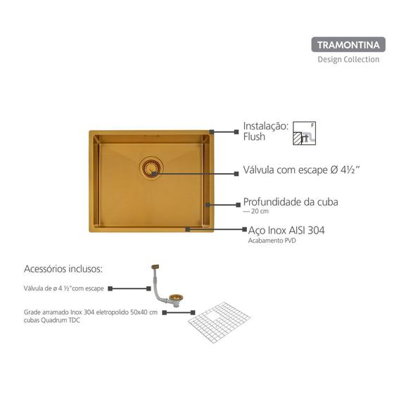 Imagem de Cuba Tramontina Design Collection Quadrum Inox 50x40 cm