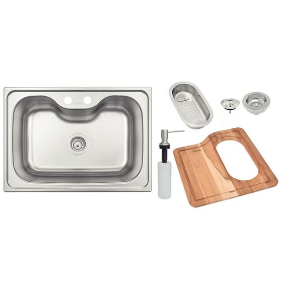 Cuba Tramontina Undermount Morgana em Aço Inox com Acabamento Acetinado 69x49 cm com Dosador de Sabão, Tábua e Cesto Coador Menor preço em Cuba Tramontina Undermount Morgana em Aço Inox com Acabamento Acetinado 69x49 cm com Dosador de Sabão, Tábua e Cesto Coador