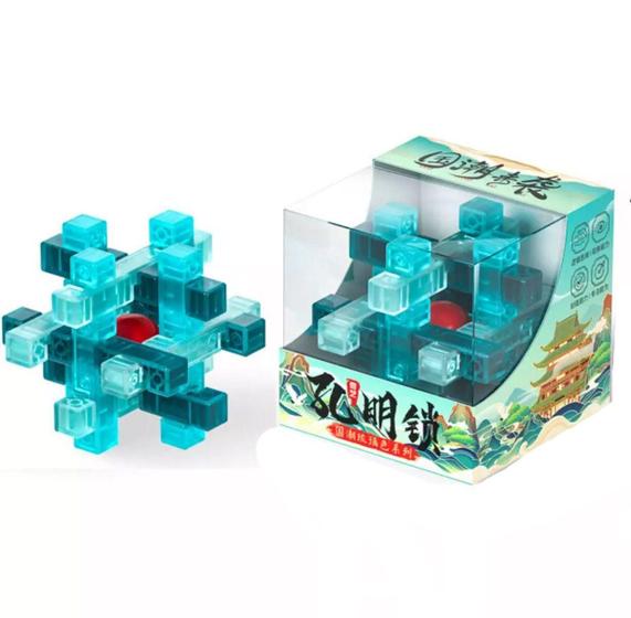 Imagem de Cubo Criativo Quebra Cabeça 3D Montar Encaixe Turquesa