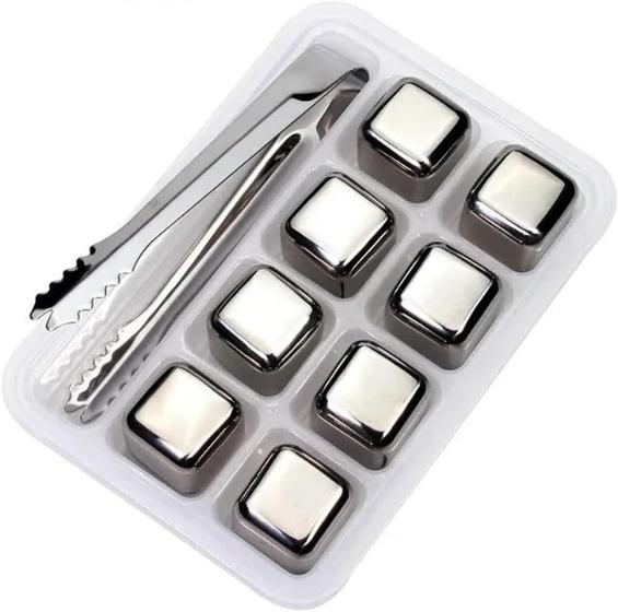Imagem de Cubo De Gelo Artificial De Inox Com Pegador De Gelo