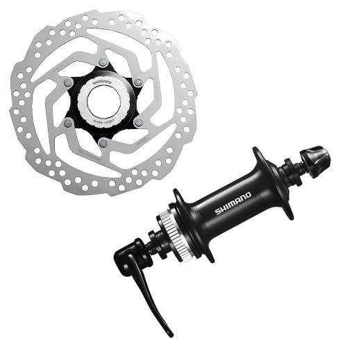 Imagem de Cubo dianteiro shimano tourney tx hb-tx505 32 furos c/blocagem + disco rotor shimano sm-rt10 160mm c/ porca