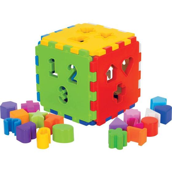 Imagem de Cubo Didático Colorido com Blocos de Encaixar Mercado Toys 403 - Merco Toys