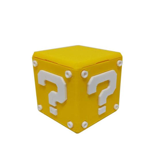 Imagem de Cubo Interrogação Porta Objetos Tampa 5 Cm 3D Mario Gamer