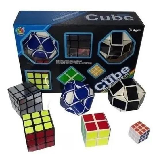 Imagem de Cubo Mágico Kit com 6 Cubos Variados Jogo Desafio de Raciocínio