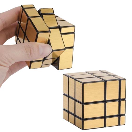 Imagem de Cubo Magico Mágico 3x3x3 Profissional Mirror Blocks Moyu Espelhado Dourado Prateado Outro Prata 129