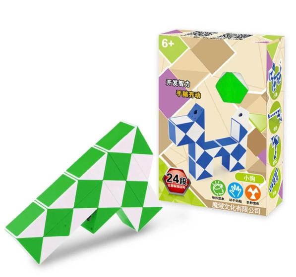 Imagem de Cubo Mágico Snake Dobrável Quebra Cabeça Verde Educativo