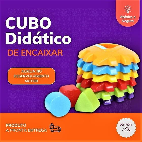 Imagem de Cubo Monta E Desmonta 3 Peças De Encaixar Didático Colorido