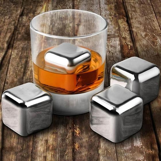 Imagem de Cubos de coquetel de aço inoxidável de 4 peças. (Um tamanho)