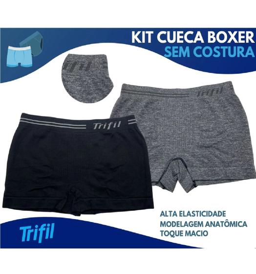 Imagem de Cueca Adulto Boxer Microfibra Trifil Sem Costura Cós Duplo Kit C/ 02 PCs CE02771