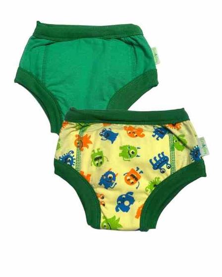 Imagem de Cueca Algodão Desfralde Absorvente Kit 2unds EcoPlay Monstro/verde