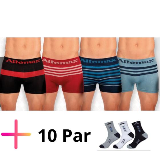 Imagem de Cueca Box Fit Adulto C/10 E 10 Par De Meias Cano Longo Kits.