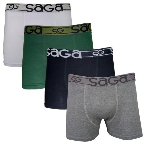 Imagem de Cueca Box Plus Size Cotton Forro Algodão Boxer Cores Solidas - Saga