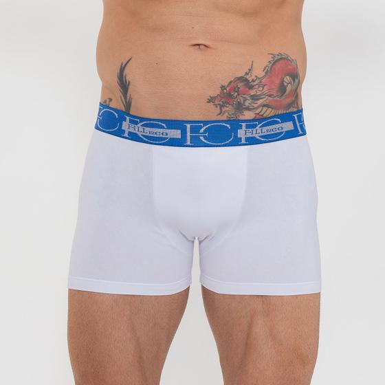 Imagem de Cueca Box Sem Costura Lateral Branco E/ Azul