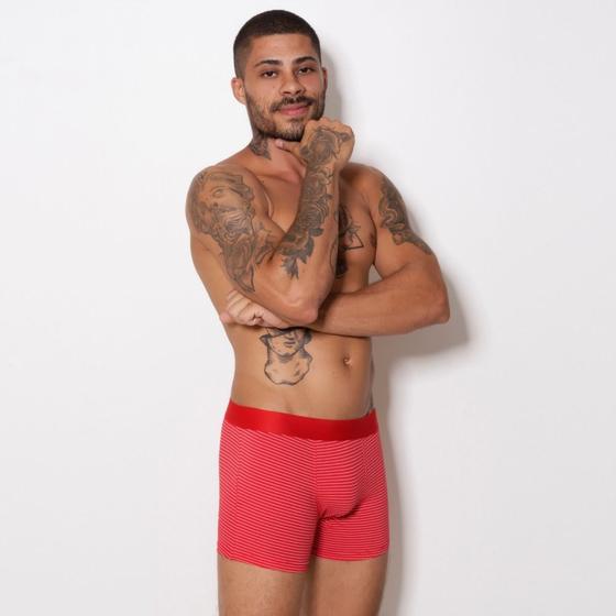 Imagem de Cueca Boxer Adulto Cotton Algodão Penteado Risca de Giz