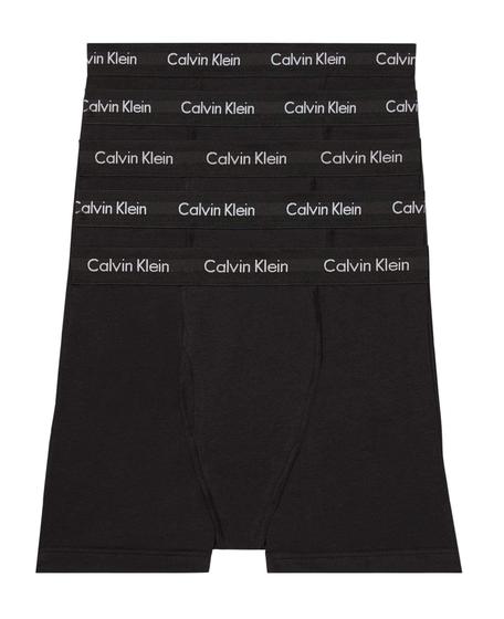 Imagem de Cueca boxer Calvin Klein de algodão elástico para homens, pacote com 5 unidades pretas