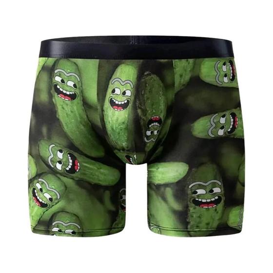 Imagem de Cueca Boxer Esportiva Masculina Verde - Respirável, com Estampa de Desenho Animado (M, L, XL)