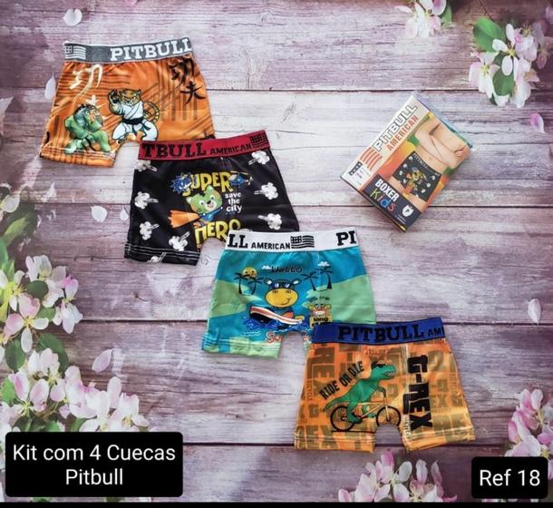 Imagem de Cueca Boxer infantil Microfibra  Pitbull kit C/4und