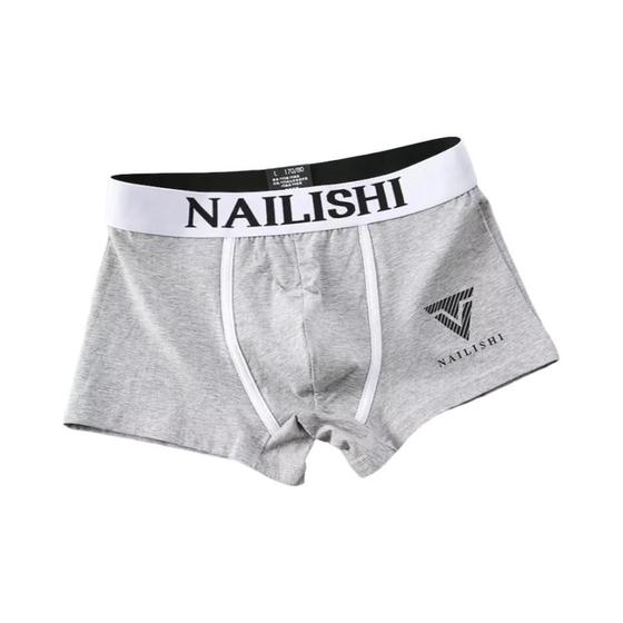 Imagem de Cueca Boxer Masculina De Algodão Respirável De Cintura Média Para Meninos Roupa Íntima Esportiva