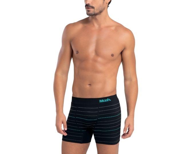 Imagem de Cueca Boxer Mash Adulto Microfibra Listrada Sem Costura Cueca Boxer Mash Adulto Microfibra Listrada Sem Costura PT00-PRETO P