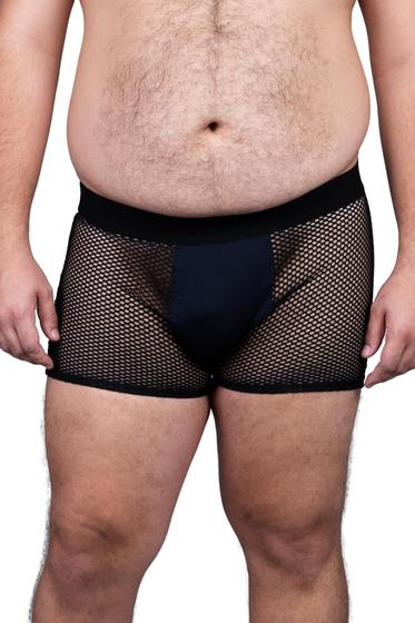 Imagem de Cueca Boxer Microfibra Com Tela Arrastão Forro 100% Algodão LGBT