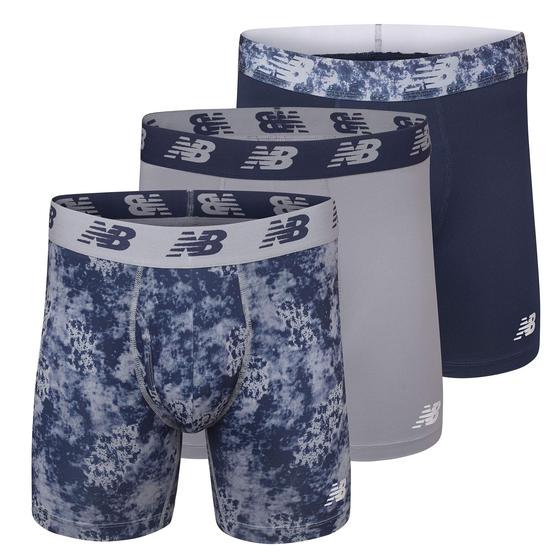 Imagem de Cueca boxer New Balance 6 para homens com bolsa, pacote com 3 unidades, tamanho M