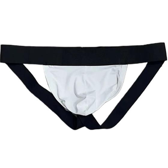 Imagem de Cueca jockstrap sexy suporte atletico com faixa aberta Branca