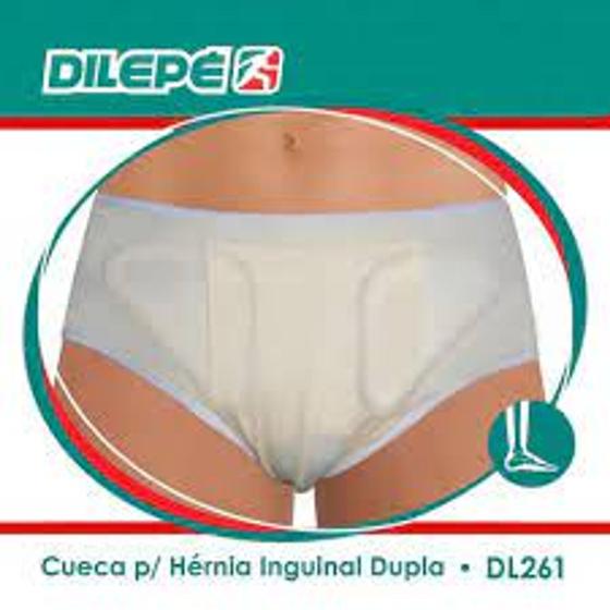 Imagem de Cueca para hérnia inguinal dupla bege dilepé