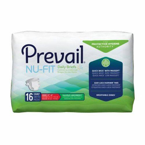 Imagem de Cueca unissex para incontinência adulta Prevail Nu-Fit Fecho de aba média descartável de absorção pesada branca 16 unidades da First Quality (pacote com 2)