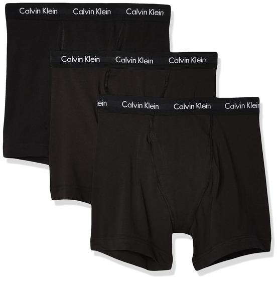 Imagem de Cuecas boxer Calvin Klein de algodão elástico para homens pretas M