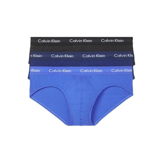 Imagem de Cuecas Masculinas Calvin Klein - Kit com 3 Unidades (GG) - Algodão Elástico (Preta/Azul)