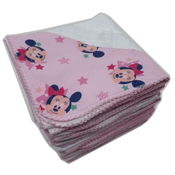 Imagem de Cueiro Bebê Disney Com Aplique Estampado Flanelado 80x80cm Com Crochê