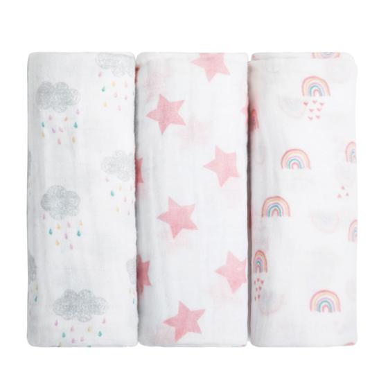 Imagem de Cueiro de Bebê Soft Swaddle 100% Algodão 80 cm x80cm Kit C/ 3 Unidades - Papi