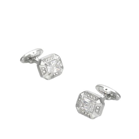 Imagem de Cufflinks Wokex - Abótoaduras de Cristal Transparente Quadradas com Detalhe em Corte Francês