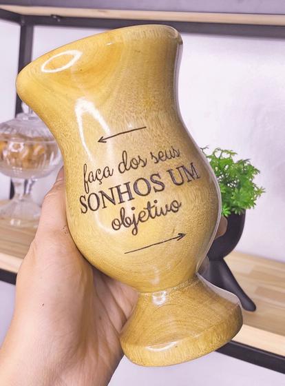 Imagem de Cuia de Madeira Lisa com Pé - Sonhos