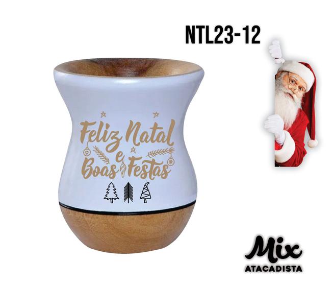 Imagem de Cuia de Madeira Premium Branca Personalizada Natal